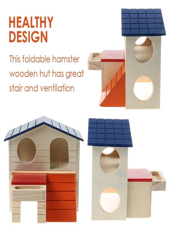 سايج سكوير بيت حيوانات أليفة خشبي من طابقين من سيج سكوير، مزود بسلم ورف طعام ومنصة، آمن ومريح وقابل للطي، مناسب للهامستر/الجرذان/الفئران/الجربوع/الشنشيلة/القنفذ - Image 4